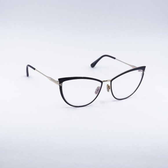 Tom Ford FT5877-B 001 Eyeglasses Black/Gold 56mm Cat Eye Frame - Picture 1 of 10